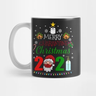 Merry Quarantine Christmas 2021 Santa Claus Face Mask Matching Xmas Mug